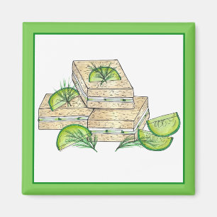 Afternoon Tea Party Cucumber Dill Finger Sandwich Magnet