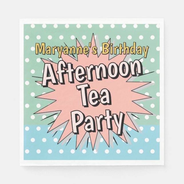 Afternoon tea party fifties style retro vibes napkin (Front)