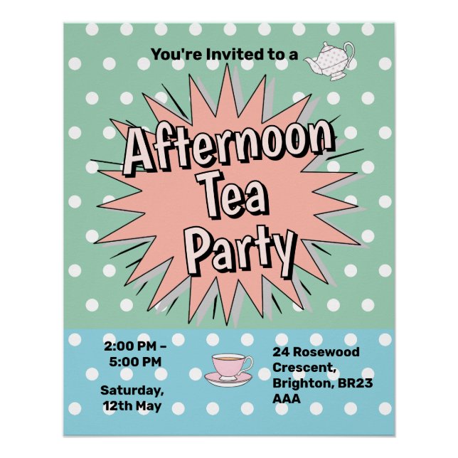 Afternoon tea party fifties style retro vibes poster (Front)