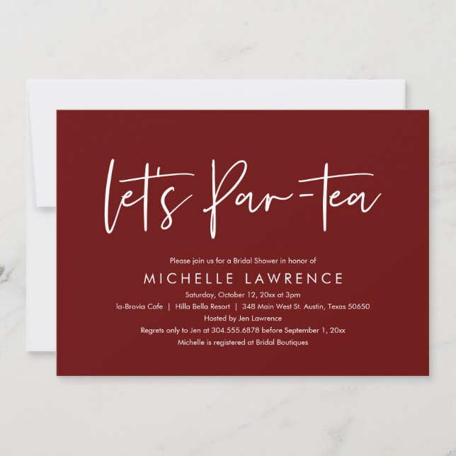 Afternoon Tea Party, Modern Casual Bridal Shower I Invitation (Front)