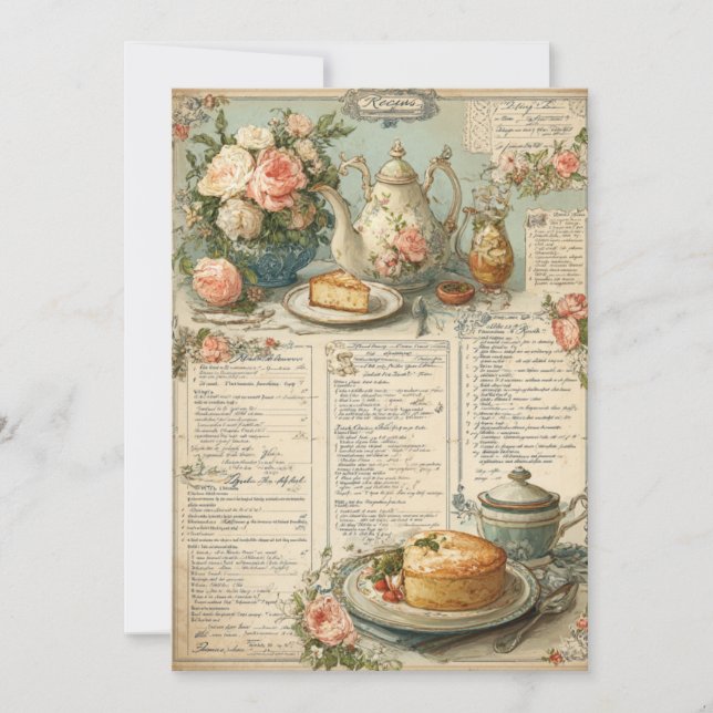 Afternoon Tea & Tiny Toes | Vintage Tea Invitation (Front)
