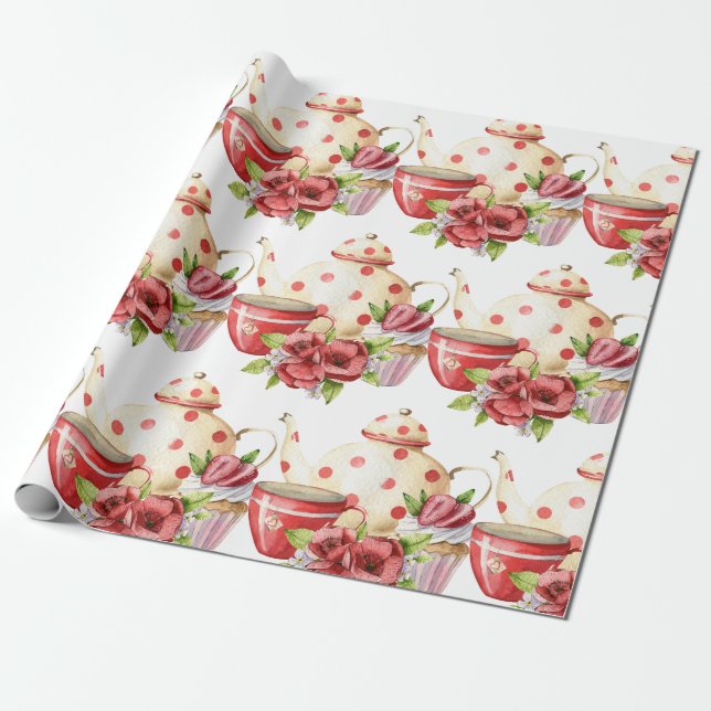 Afternoon Tea Wrapping Paper (Unrolled)