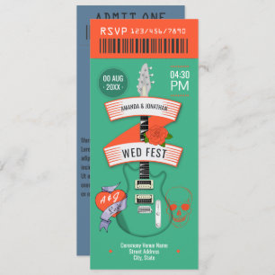 Afterparty Glow Rock ’n’ Roll Wedding Ticket Invitation