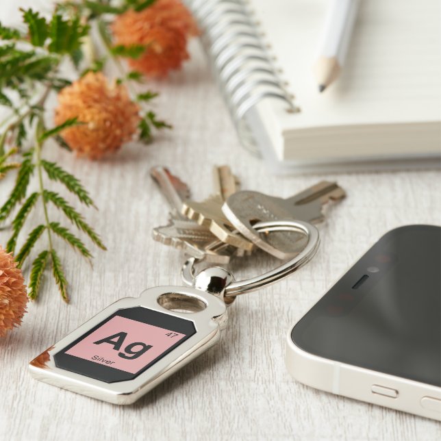 Ag - Silver Chemistry Periodic Table Symbol Key Ring (Side)