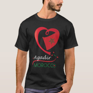 Agadir Morocco National Flag Heart Emblem Crest T-Shirt