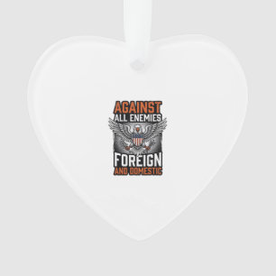 Against All Enemies Patriotic Eagle Shirt Design_1 Ornament
