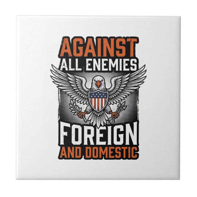 Against All Enemies Patriotic Eagle Shirt Design_1 Tile (Front)