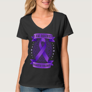 Against Domestic Violence Mandala purple ribbon T-Shirt