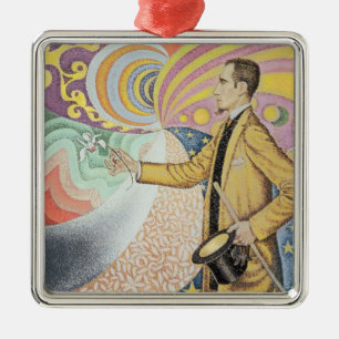 Against the Enamel of a Background Rhythmic Metal Tree Decoration