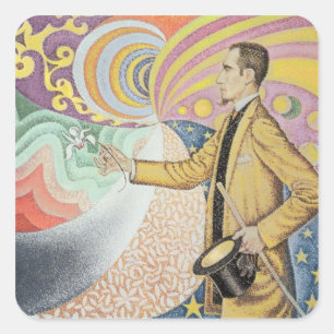 Against the Enamel of a Background Rhythmic Square Sticker