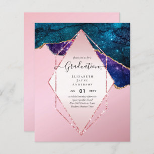 Agaite Glitter GRADUATION Party Invites Glam CHIC