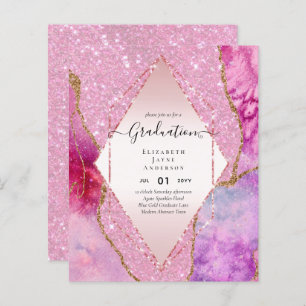 Agaite Glitter GRADUATION Party Invites Glam CHIC