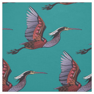 Agami heron teal fabric