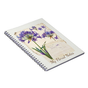 Agapanthus flower Ephemera Collage Art Notebook