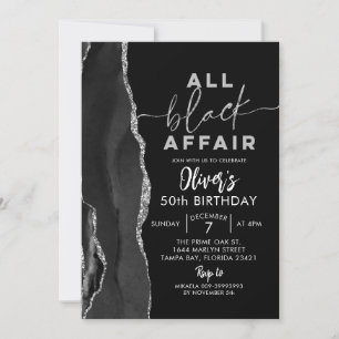 Agate All Black Affair Adult Birthday Party Invitation