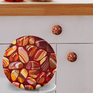 Agate and Carnelian stones mosaic Ceramic Knob