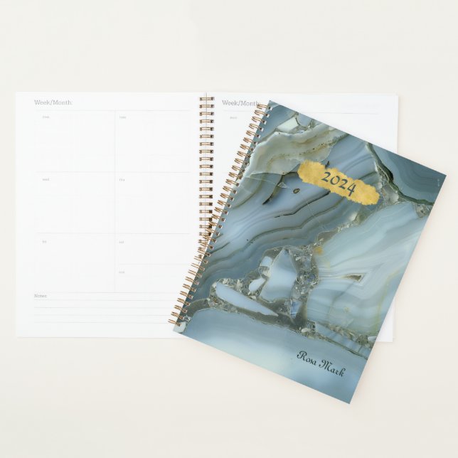 Agate Baby Blue Marble Swirl Customised Planner (Display)