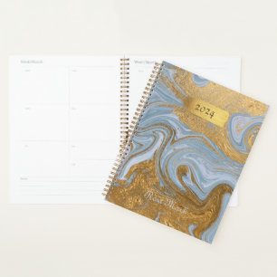 Agate Baby Blue Marble Swirl Customised Planner