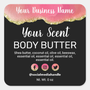 Agate Black Pink Gold Glitter Trim Product Labels