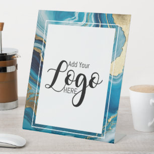 agate Blue custom business logo advertising Pedestal Sign