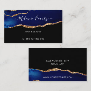 Agate Blue Gold Custom Business Card Hair Beauty