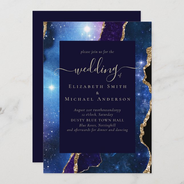 AGATE Blue Purple Gold Wedding Budget (Front/Back)