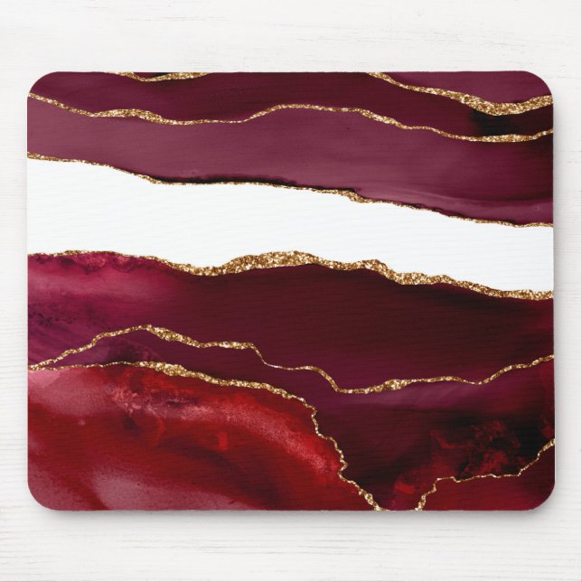 Agate bordeaux et or mouse pad (Front)