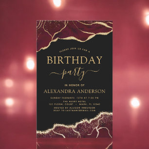 Agate Burgundy Birthday Party Any Age Invitation