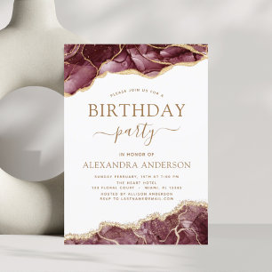 Agate Burgundy Birthday Party Any Age Invitation