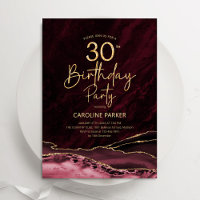Agate Burgundy Gold 30th Birthday