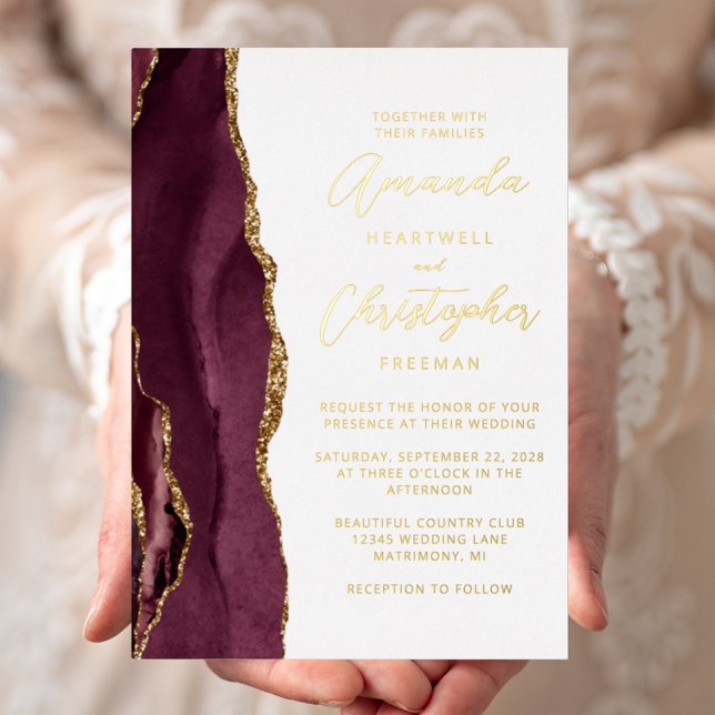 Agate Burgundy Gold Script Wedding (Creator Uploaded)