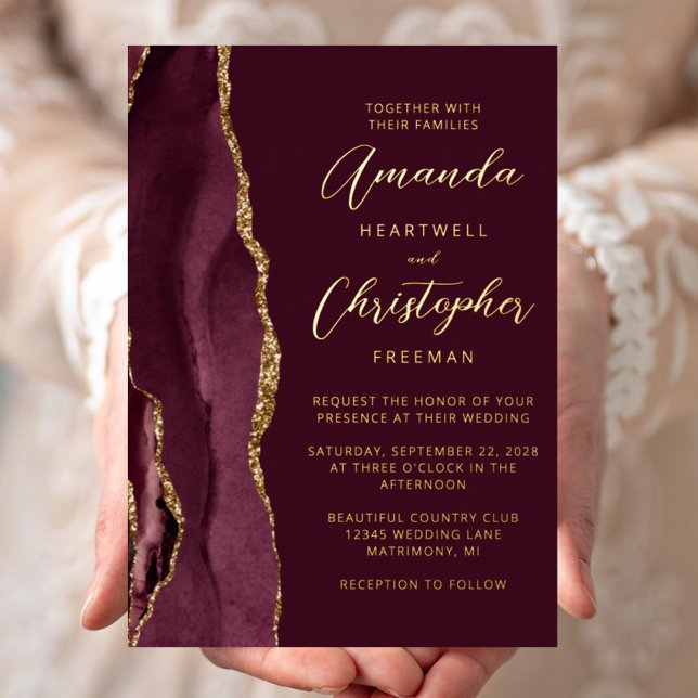 Agate Burgundy Gold Script Wedding (Creator Uploaded)