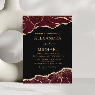 Agate Burgundy Gold Wedding Invitation