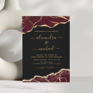 Agate Burgundy Gold Wedding Invitation