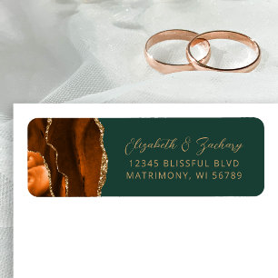Agate Burnt Orange Green Wedding Return Address