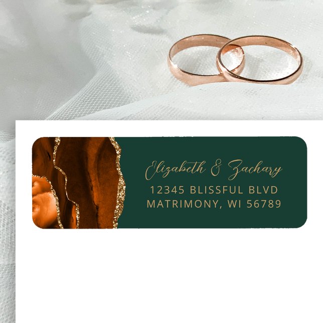 Agate Burnt Orange Green Wedding Return Address (Creator Uploaded)