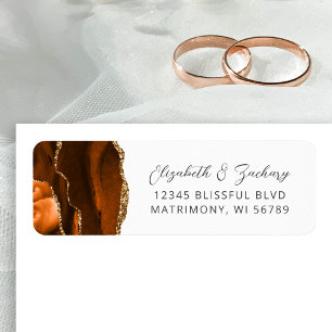 Agate Burnt Orange Wedding Return Address