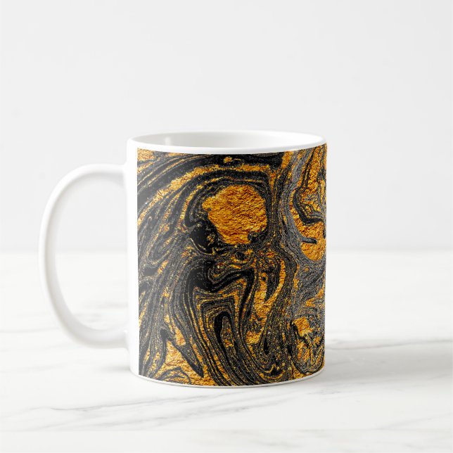 Agate Crystal. Futuristic Modern Suminagashi. Swir Coffee Mug (Left)