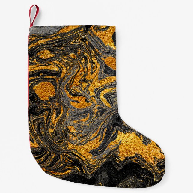 Agate Crystal. Futuristic Modern Suminagashi. Swir Small Christmas Stocking (Front)