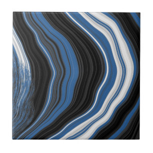 Agate effect, black, white and blue tile