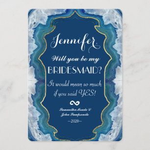Agate Elegant Pretty Blue Teal Geode Pattern Invitation