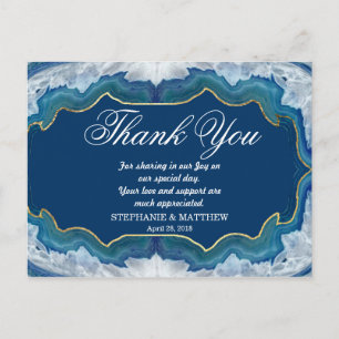 Agate Elegant Pretty Blue Teal Geode Pattern Postcard