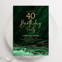 Agate Emerald Green Gold 40th Birthday