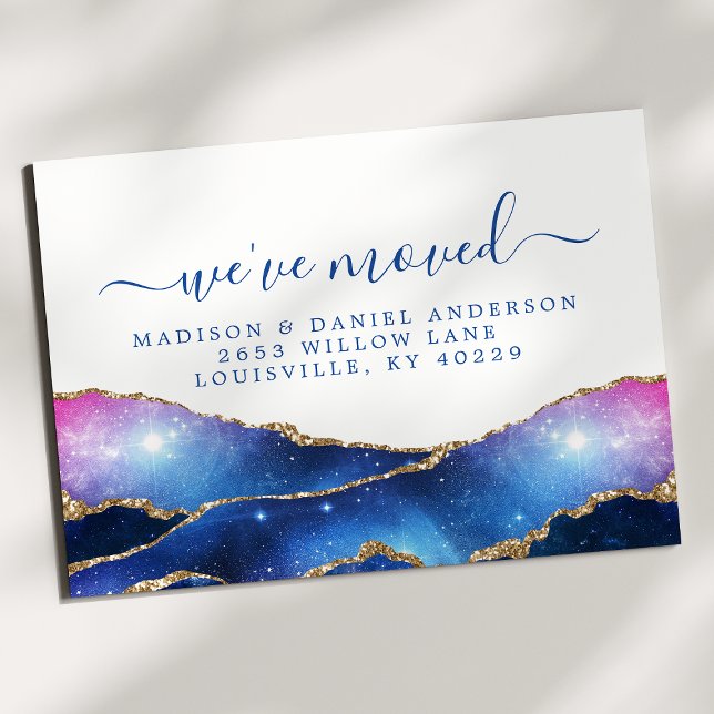 Agate Galaxy Celestial Stars Moving Announcement Postcard (Creator Uploaded)