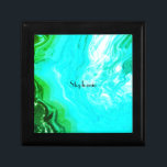 Agate Gemstone Geode Abstract Teal Custom Name  Gift Box<br><div class="desc">Designed with text template for monogram name and elegant agate art background,  this makes a beautiful personalised favour or gift for special occasions like weddings,  bridal shower,  birthdays,  anniversary,  holidays etc.</div>