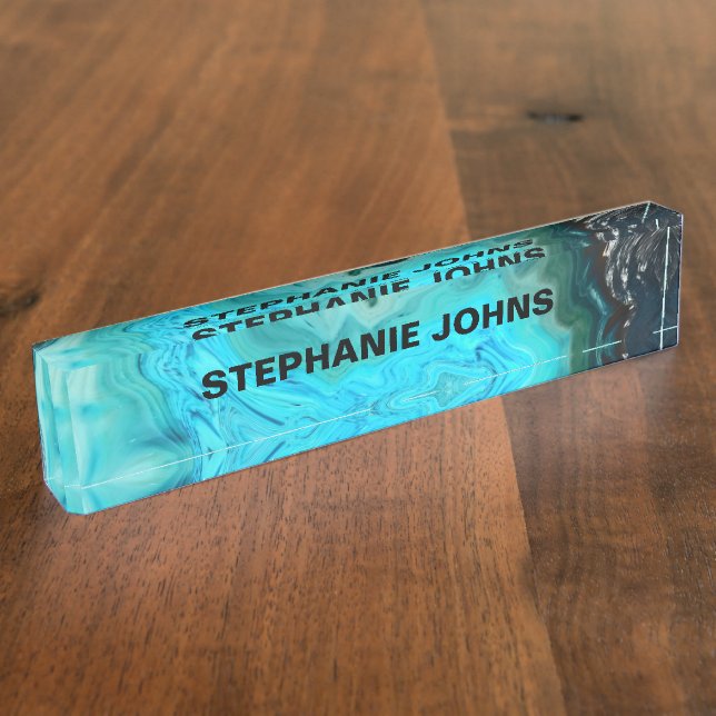 Agate Gemstone Geode Custom Name Abstract Artsy Nameplate (Side)