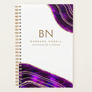 Agate Geode Cosmic Crystals Purple Gold Planner