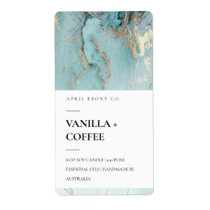 AGATE GEODE DUSKY AQUA BLUE TEXTURE CANDLE LABEL