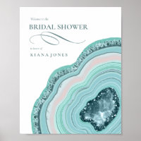 Agate Geode Glitter Bridal Shower Teal ID647