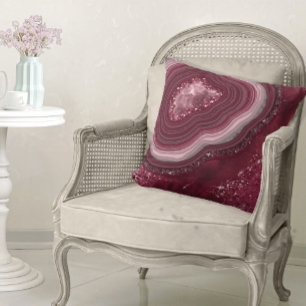 Agate Geode Glitter Burgundy ID647 Cushion